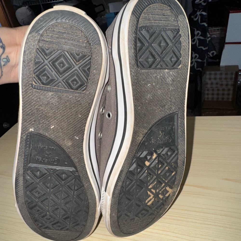 Converse Gray and White Canvas Sneakers with Rubber Toe Cap - Picture 5 of 10